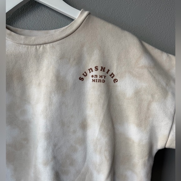 Rylee & Cru white tan the dye Sunshine on my Mind boxy cropped sweatshirt sz S - Picture 4 of 6